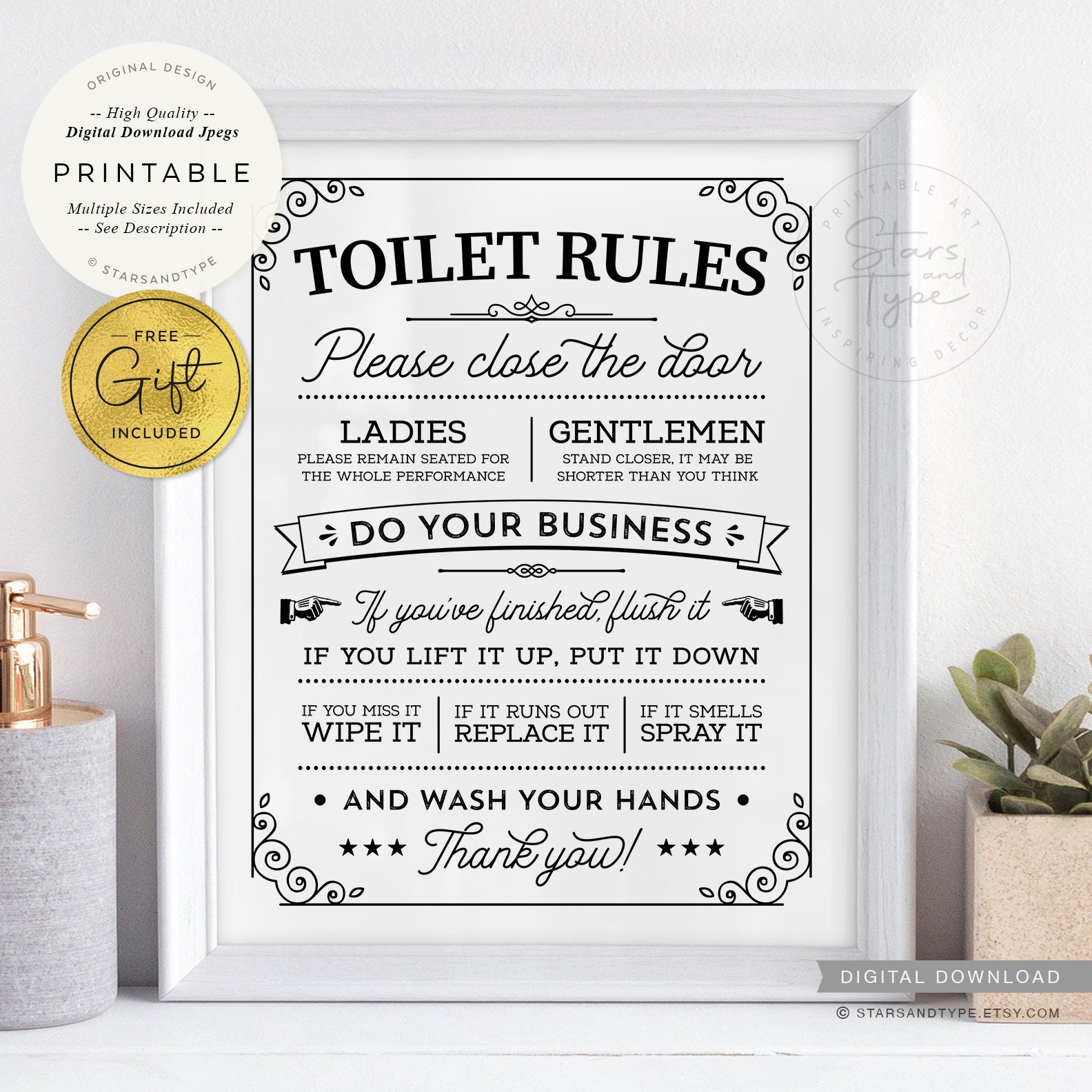 Toilet Rules, PRINTABLE Wall Art, Above Toilet Loo Sign, Fun Retro Bathroom Decor, Digital DOWNLOAD Print Jpg - Etsy toilet-rules-printable-wall-art-above-toilet-loo-sign-fun-retro-bathroom-decor-digital-download-print-jpg-etsy