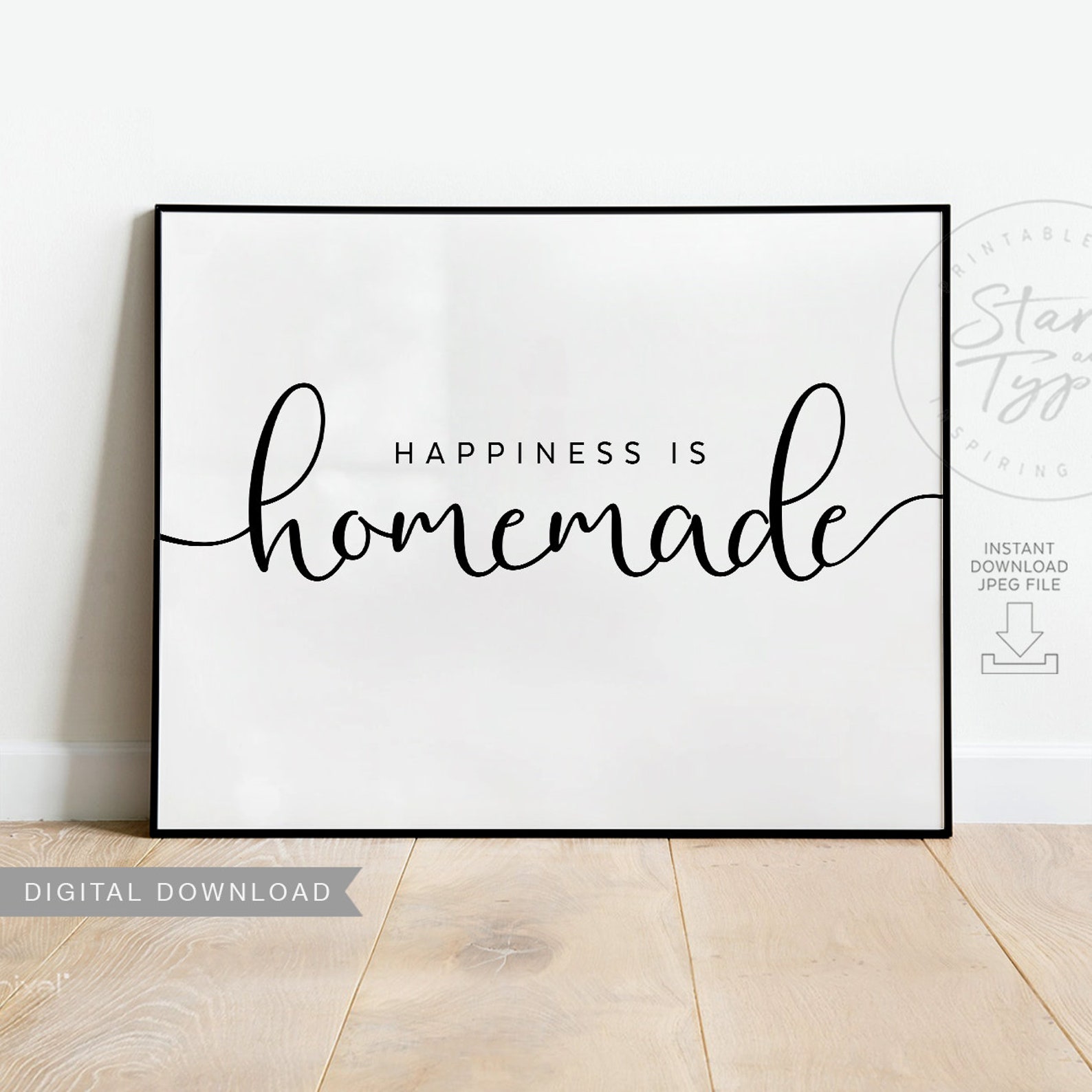 Happiness is Homemade PRINTABLE Art Happy Quote Family Home | Etsy