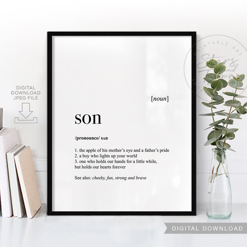 Son Dictionary Definition Meaning PRINTABLE Art Son Quote Etsy