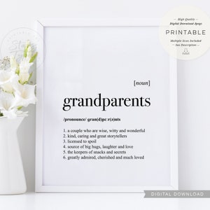 Grandparents Definition, PRINTABLE Art, Grandparent Grandmother Grandad ...