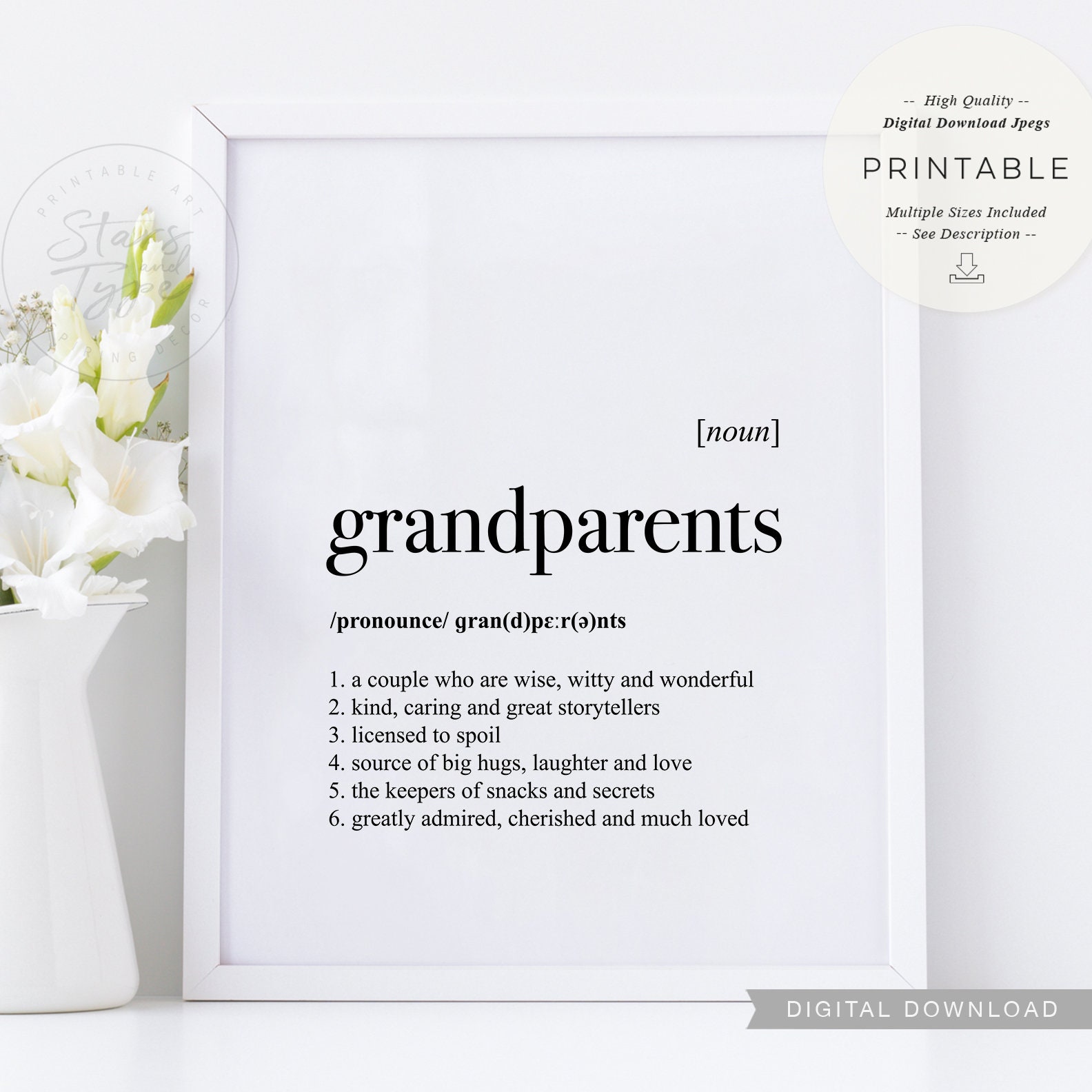 Grandparents Definition PRINTABLE Art Grandparent | Etsy