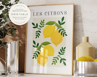 Les Citrons, PRINTABLE Art, Vintage Lemons Fruit Market, French Kitchen Dining Room Wall Decor, Digital DOWNLOAD Print Jpg