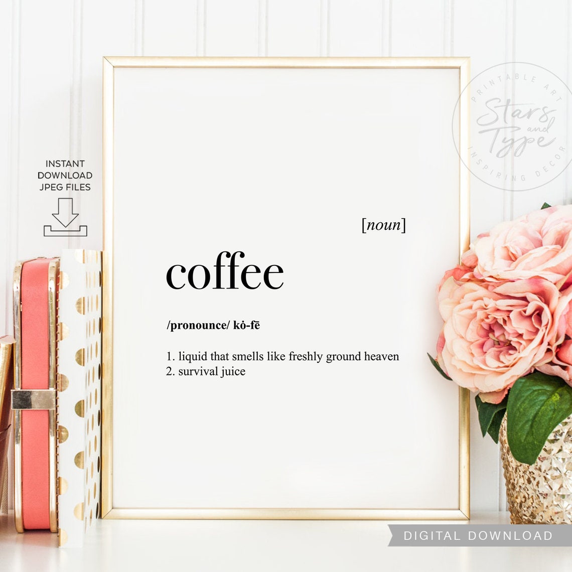 Coffee Dictionary Definition Meaning PRINTABLE Art Kitchen Etsy
