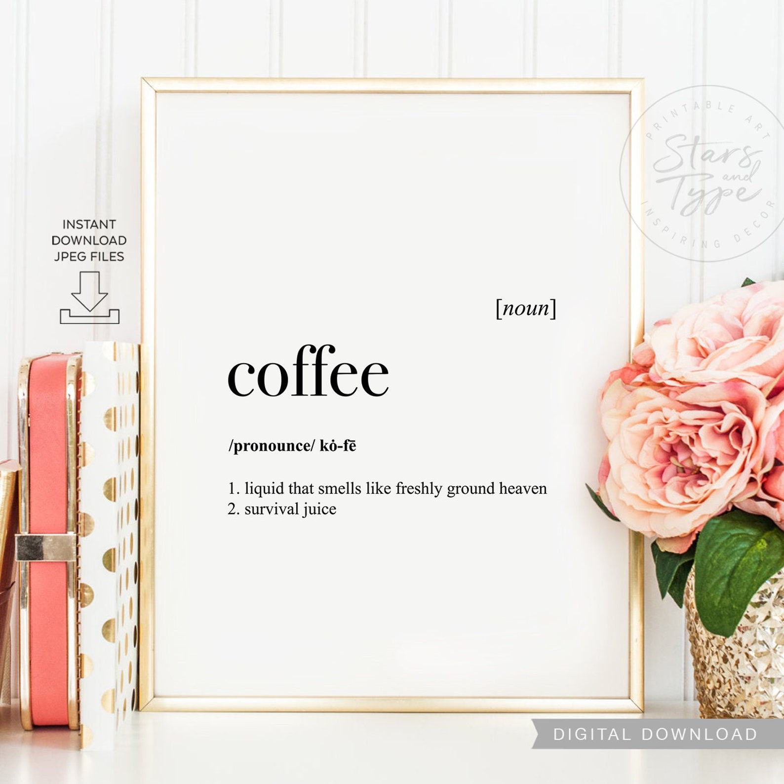 Coffee Dictionary Definition Meaning PRINTABLE Art Kitchen Etsy