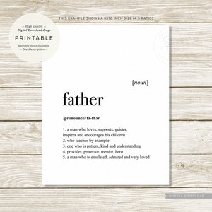 Father Definition, PRINTABLE Art, Dad Daddy Papa Pops Gift, Digital ...