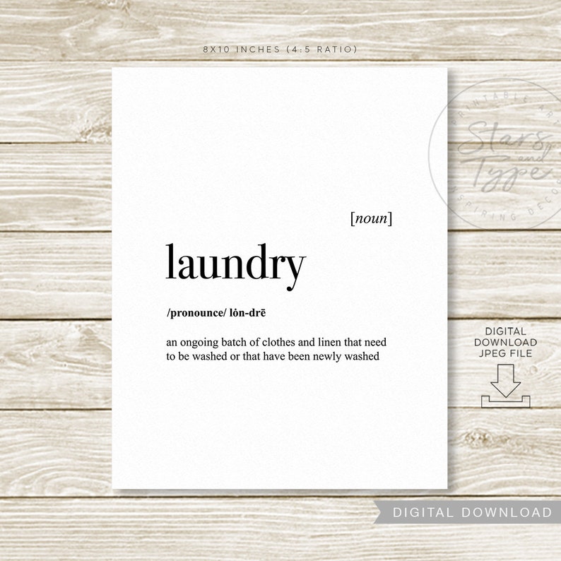 Laundry Dictionary Definition Meaning PRINTABLE Art Laundry Etsy