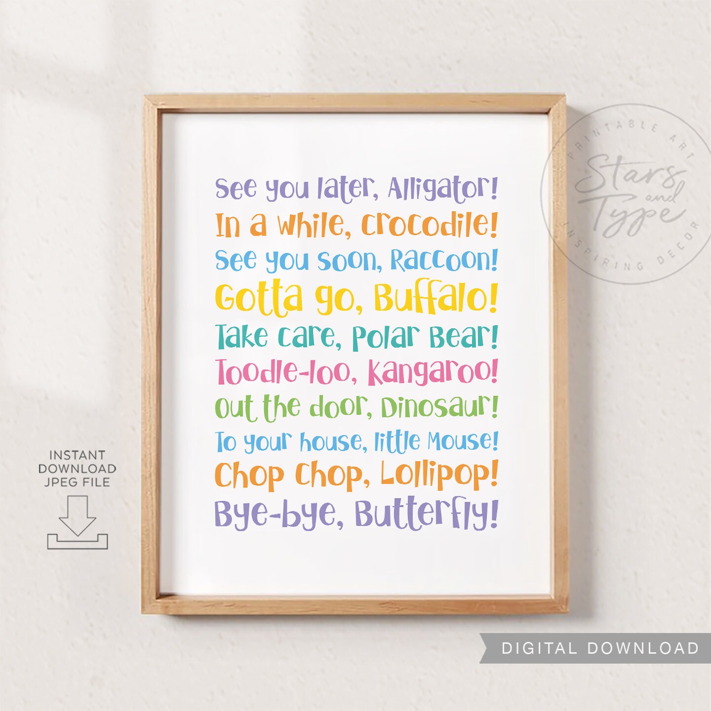 See You Later Alligator Printable Wall Art Goodbye Animal Etsy