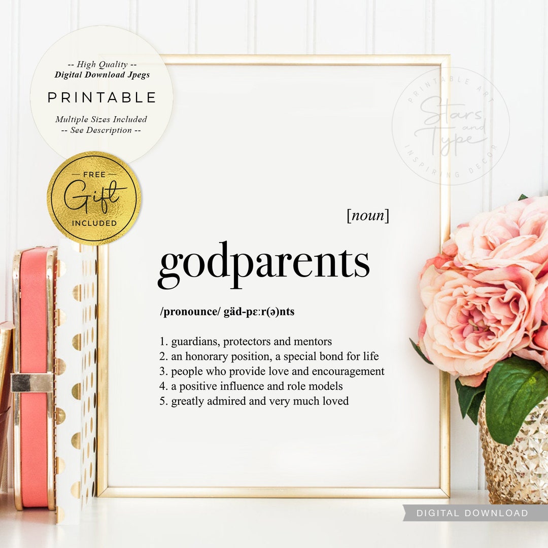 Godparents Definition, PRINTABLE Art, Godparent Guideparents Special