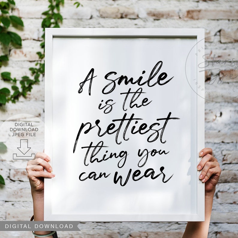 A Smile Is The Prettiest Thing You Can Wear Wall Art Etsy
