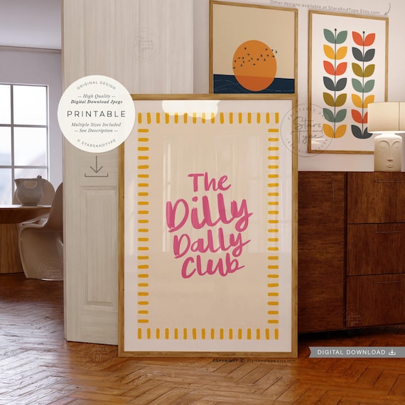 The Dilly Dally Club, PRINTABLE Art, Trendy Pink Beige Decor, Digital DOWNLOAD Print Jpg