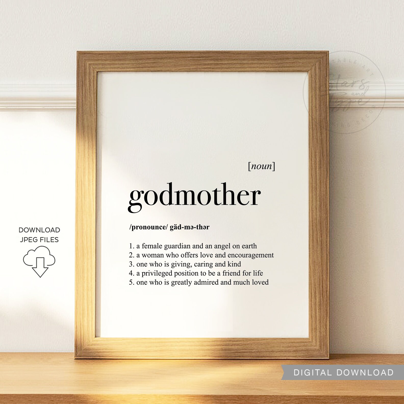 Godmother Definition PRINTABLE Art Decor Dictionary Meaning Etsy