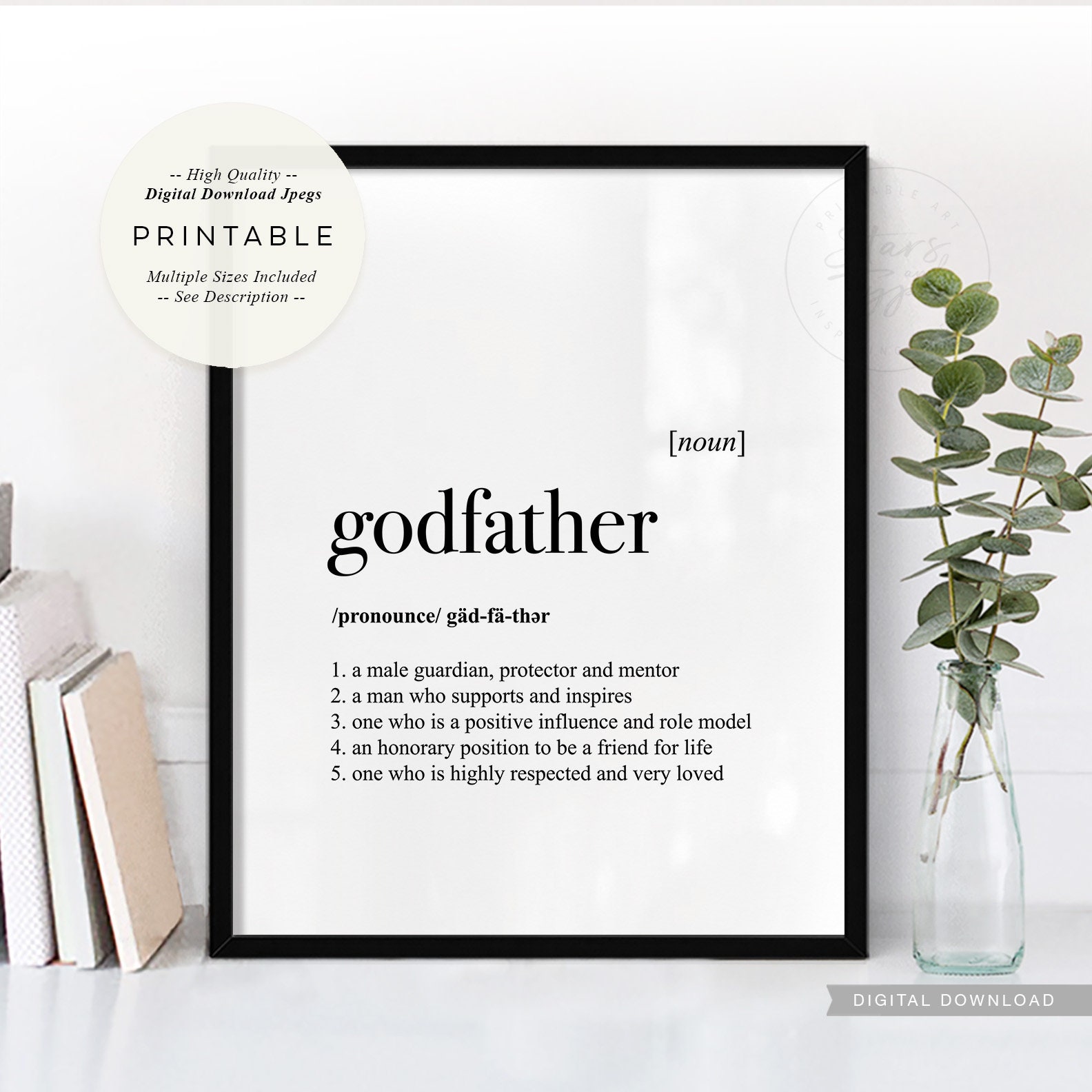 Godfather Definition PRINTABLE Art God Father Baptism - Etsy UK
