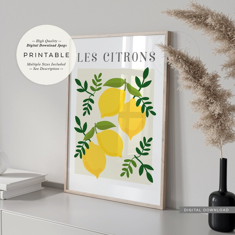 Les Citrons PRINTABLE Art Vintage Lemons Fruit Market | Etsy