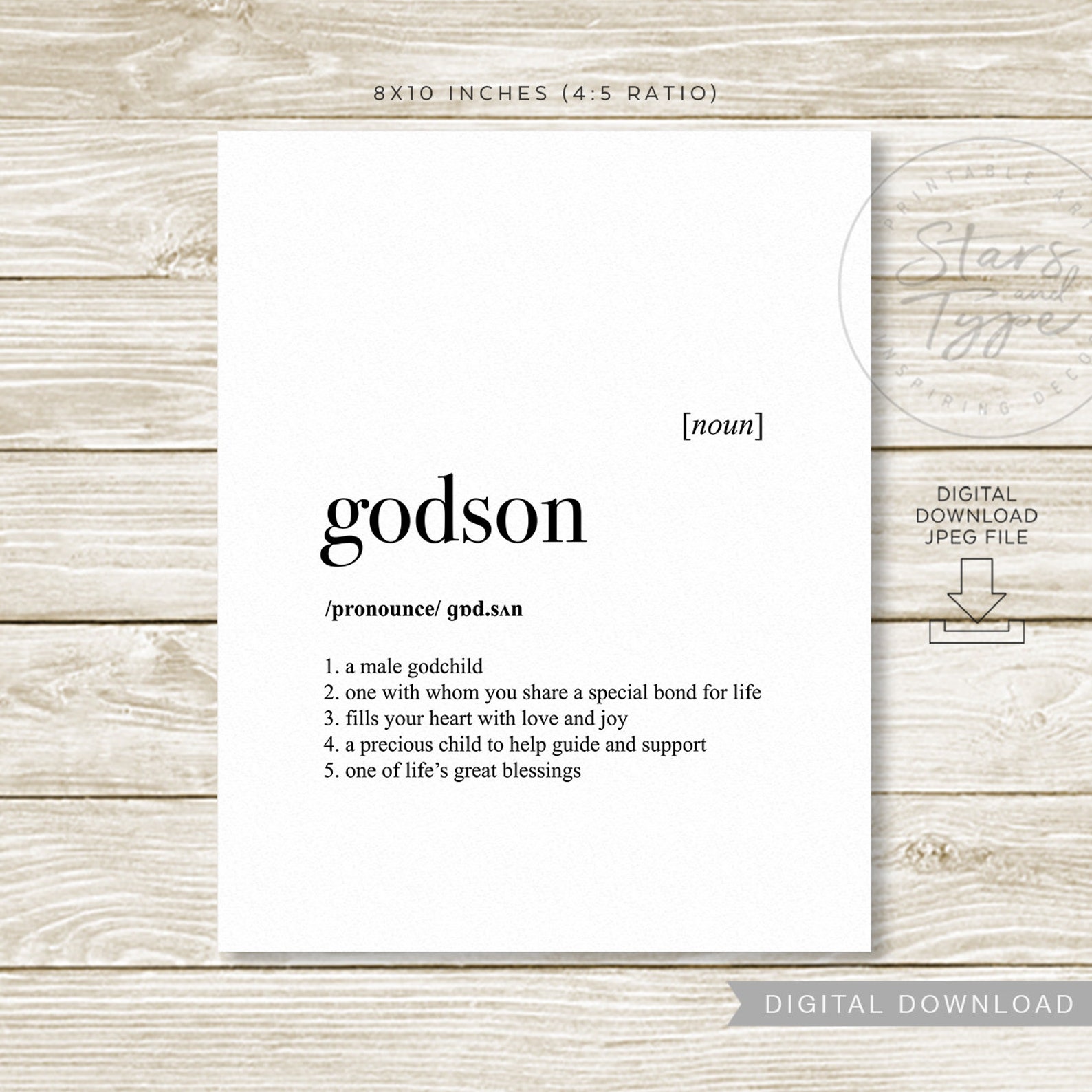 Godson Definition PRINTABLE Art Dictionary Meaning Special Etsy UK