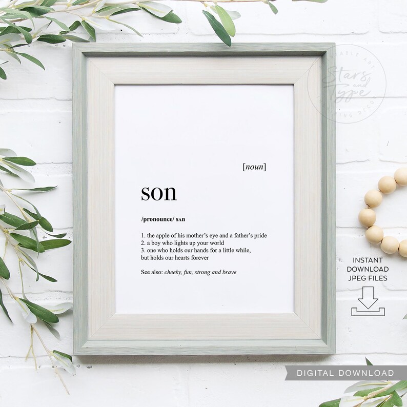 Son Dictionary Definition Meaning PRINTABLE Art Son Quote Etsy