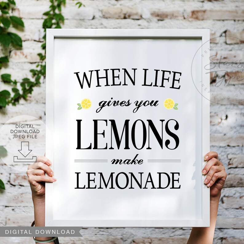 When life gives you lemons make lemonade PRINTABLE Wall Art Etsy