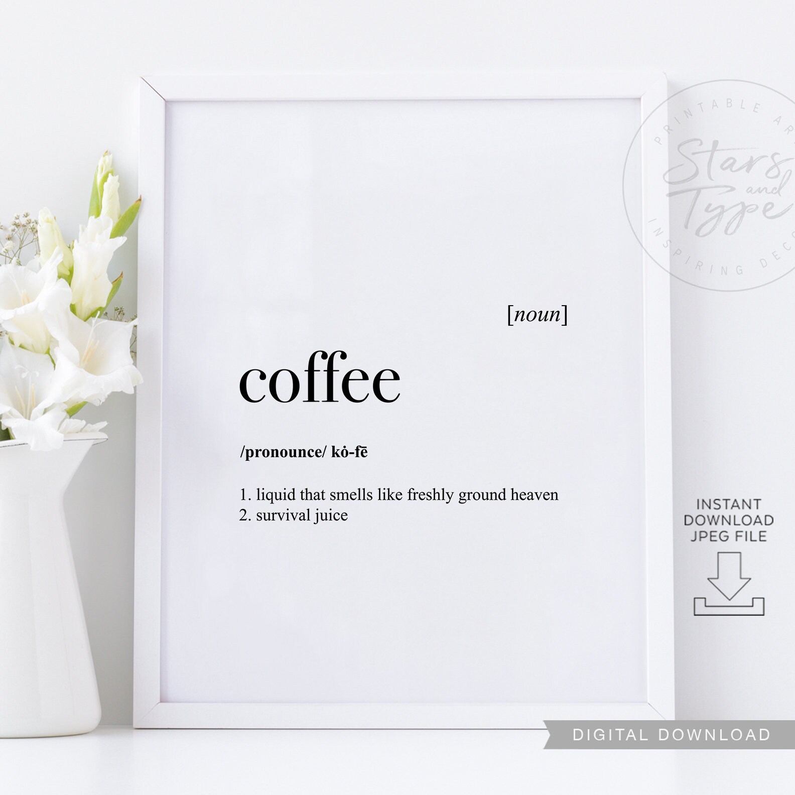 Coffee Dictionary Definition Meaning PRINTABLE Art Kitchen Etsy