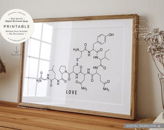 Love Molecule, DRUCKBARE Wandkunst, Oxytocin Molecule Decor, Digital DOWNLOAD Print Jpg