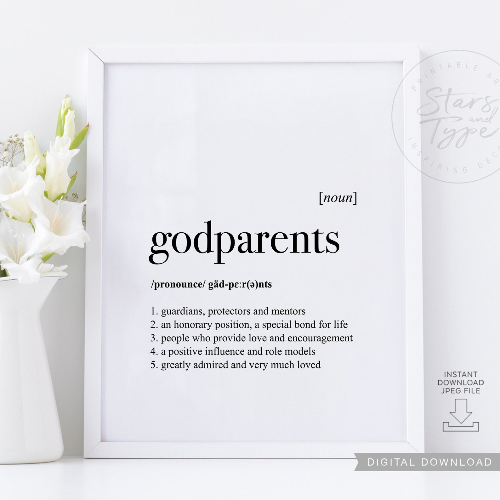 Godparent Definition PRINTABLE Art Dictionary Meaning God Etsy