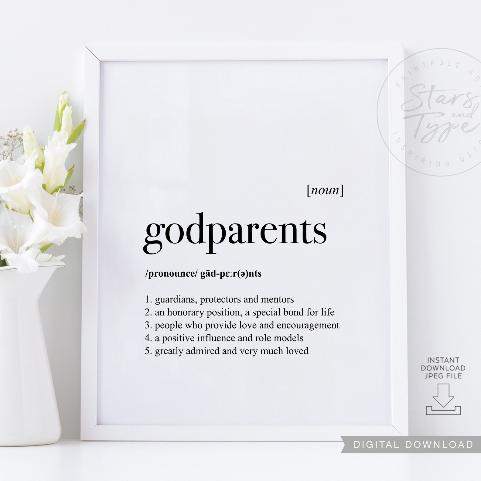 Godparent Definition PRINTABLE Art Godparents Guideparents Etsy