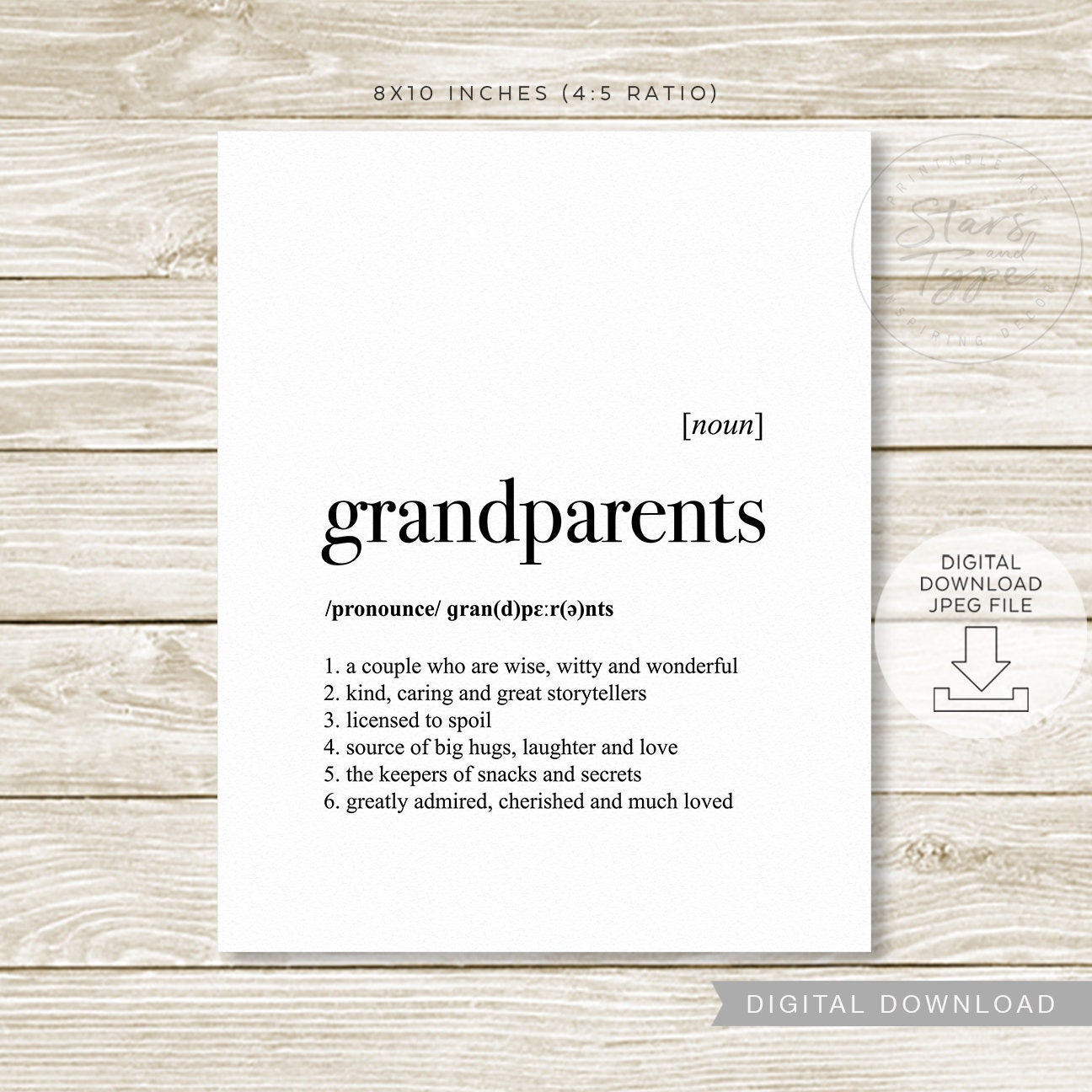 Grandparents Definition PRINTABLE Art Grandparent Etsy
