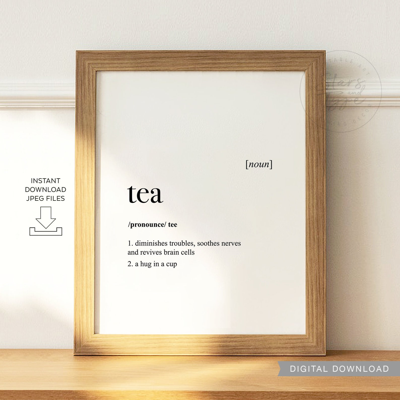 Tea Dictionary Definition Meaning PRINTABLE Art Kitchen Etsy UK