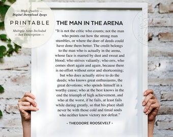 The Man In The Arena, PRINTABLE Wall Art, Theodore Roosevelt Speech, Inspiring Motivational Quote Decor, Instant Digital DOWNLOAD Print Jpeg