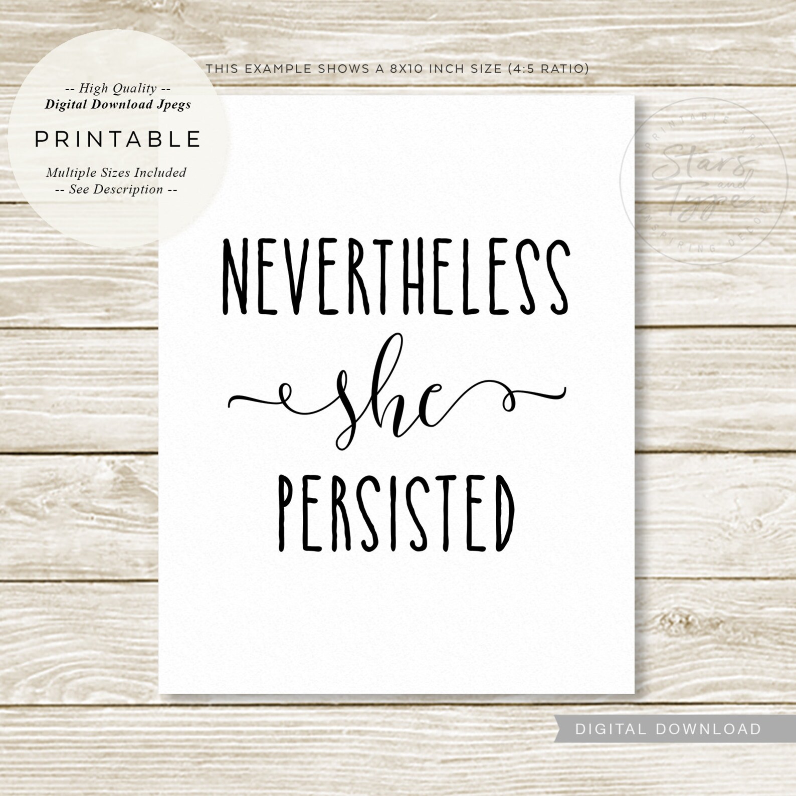 Nevertheless She Persisted PRINTABLE Wall Art Motivational | Etsy UK