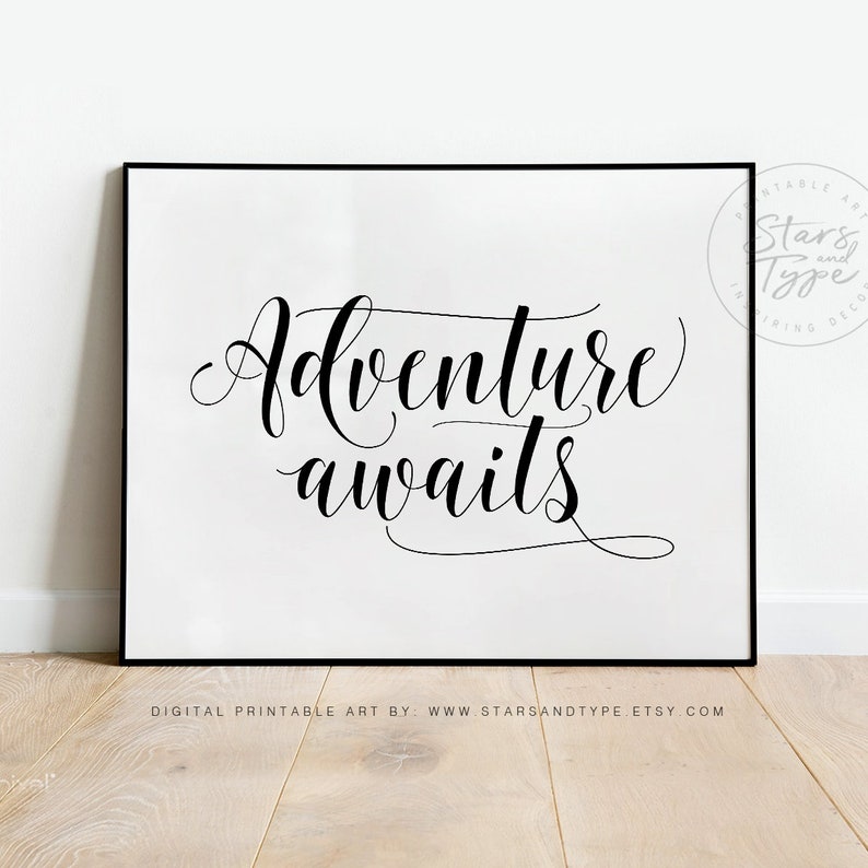 Adventure Awaits PRINTABLE Wall Art Travel Wanderlust Quote | Etsy