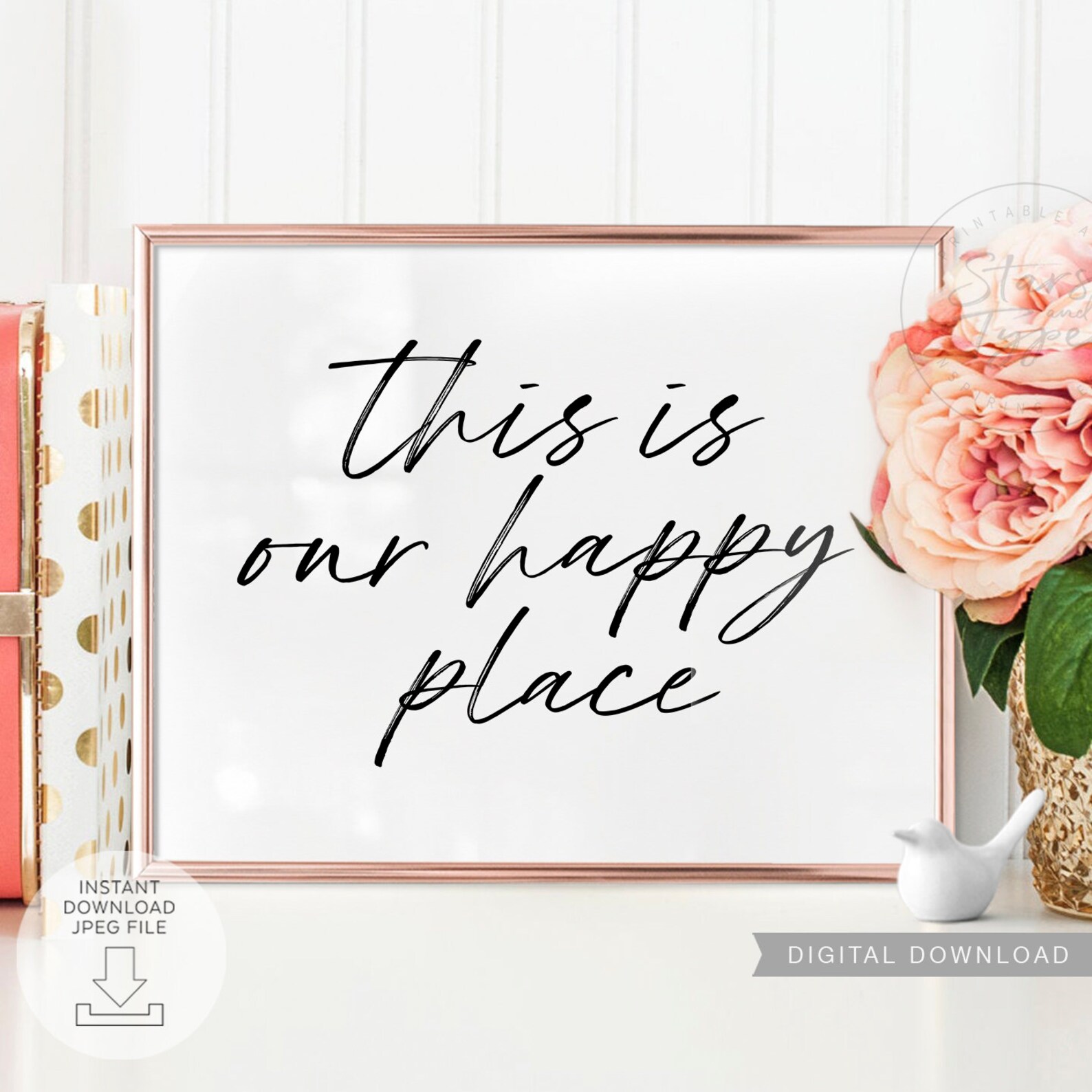 This Is Our Happy Place PRINTABLE Wall Art Home Quote Decor Etsy