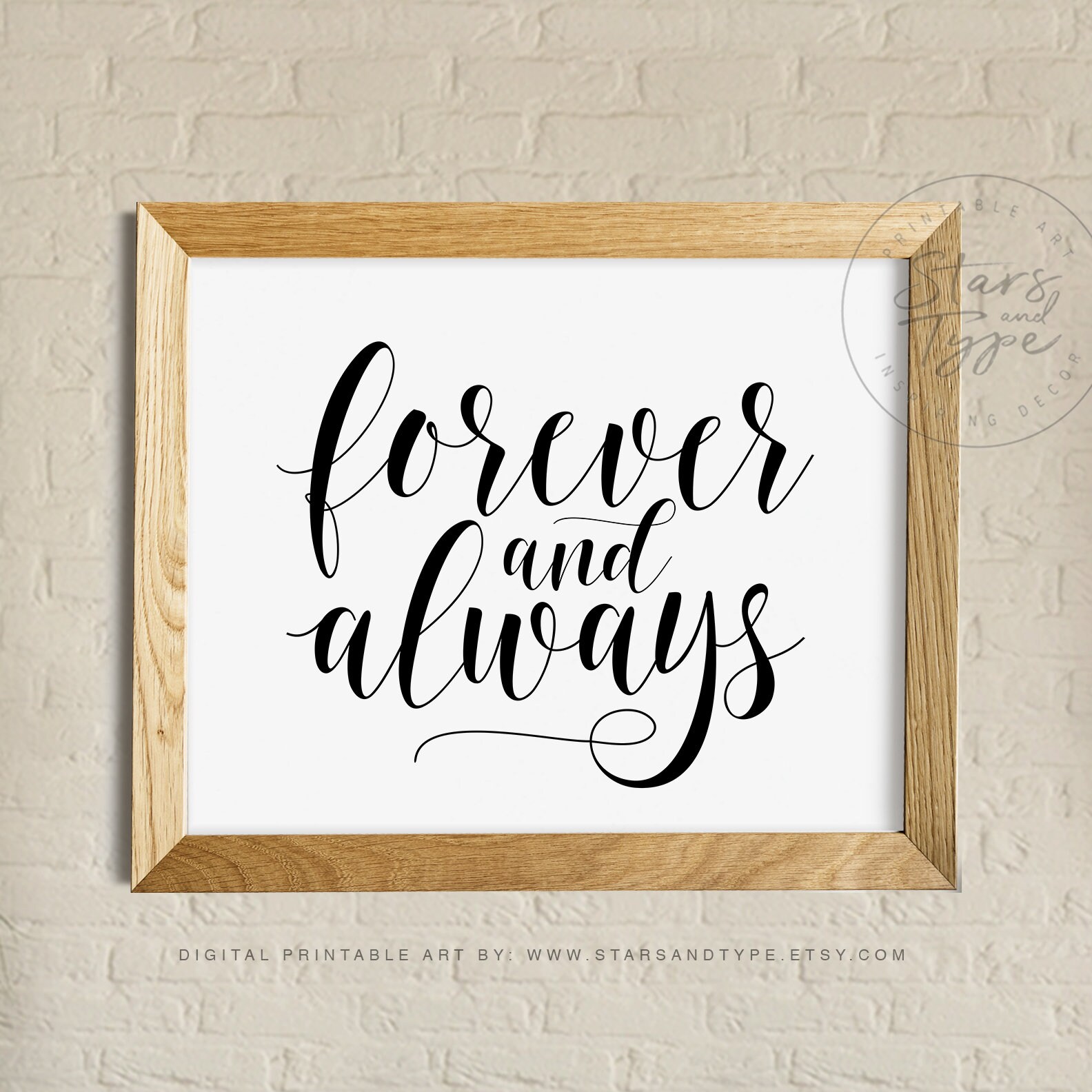 Forever and Always PRINTABLE Wall Art Black Cursive | Etsy