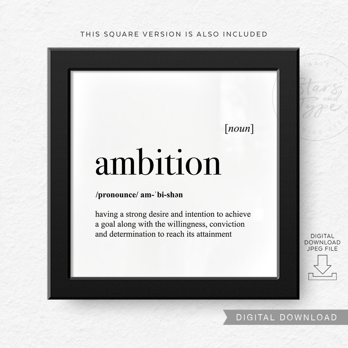 Ambition Definition PRINTABLE Art Dictionary Meaning Etsy