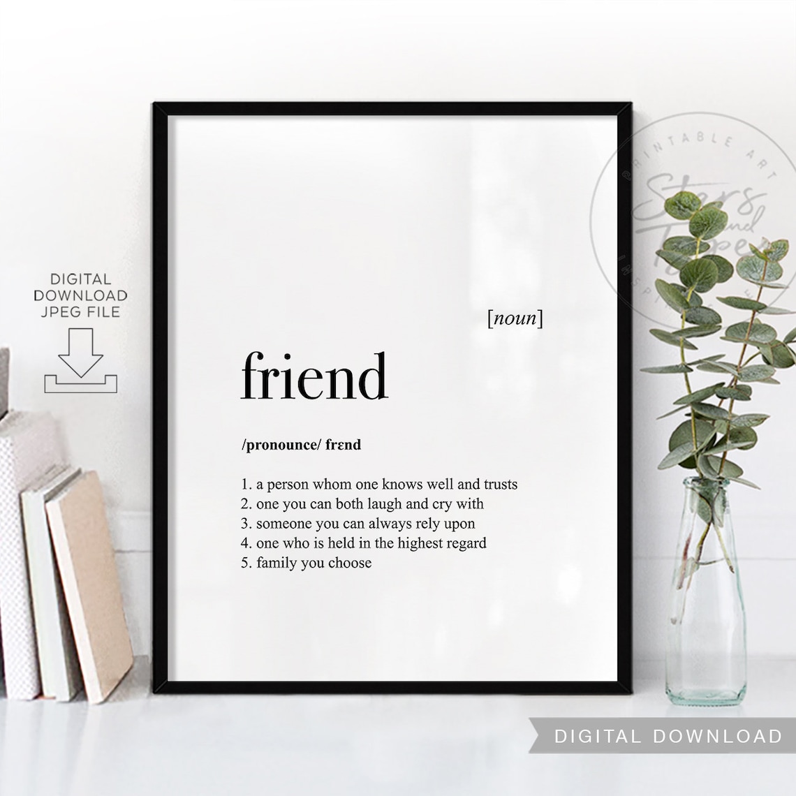 Friend Dictionary Definition Meaning PRINTABLE Art Friend Etsy