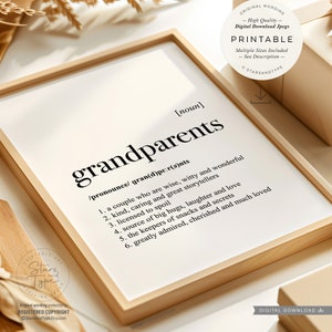 Grandparents Definition, PRINTABLE Art, Grandparent Grandmother Grandad ...