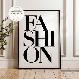 Fashion Typography PRINTABLE Art, Gallery Wall, Black and White Word Letters Type Decor, Digital DOWNLOAD Print Jpegs