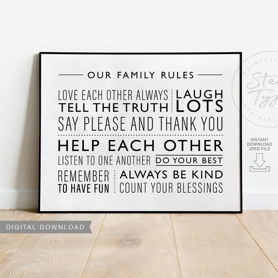 House Home Family Rules PRINTABLE Wall Art Count Your Etsy