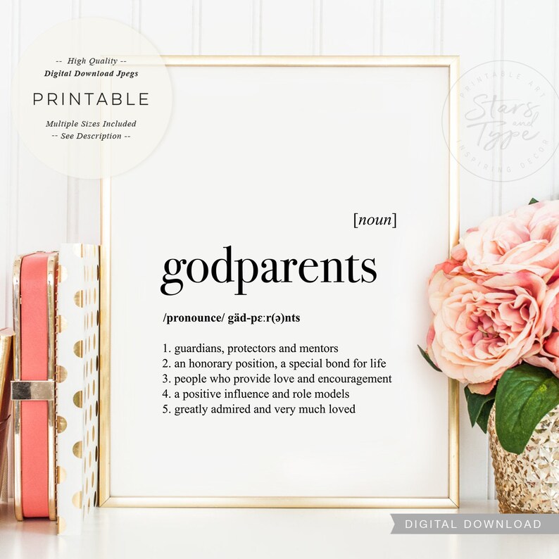 Godparents Definition PRINTABLE Art Godparent Guideparents Etsy UK