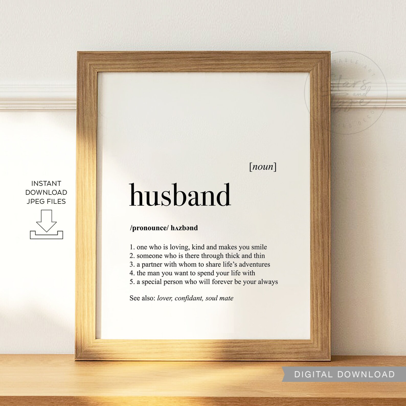 Husband Definition PRINTABLE Art Wedding Anniversary Couples - Etsy UK