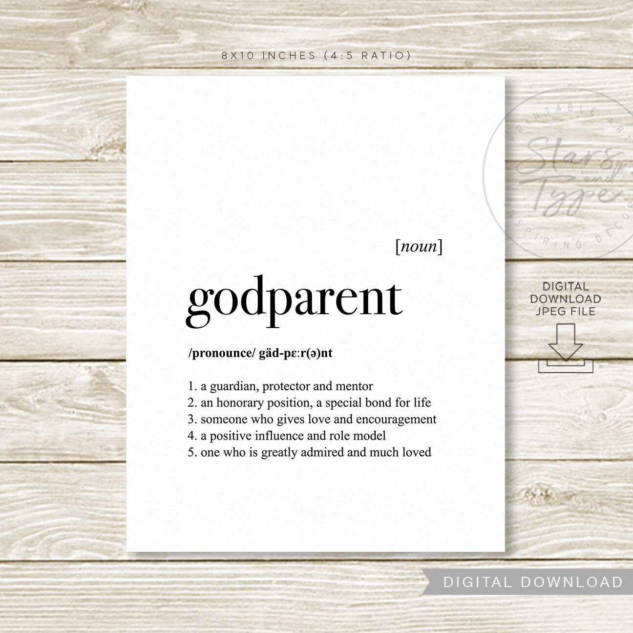 Godparent Definition PRINTABLE Art Godparents Guideparents Etsy