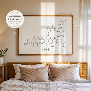 Love Molecule, PRINTABLE Wall Art, Oxytocin Molecule, Science Chemistry, Above Bed Decor, Lovers Sign Gift, Digital DOWNLOAD Print Jpg