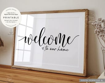 Welcome To Our Home, PRINTABLE Wall Art, Family Entranceway Decor, Digital DOWNLOAD Print Jpg