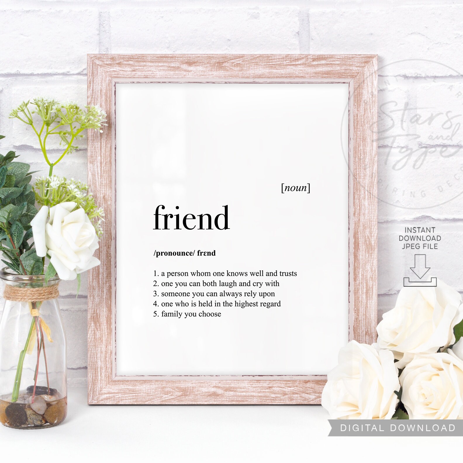 Friend Dictionary Definition Meaning PRINTABLE Art Friend Etsy