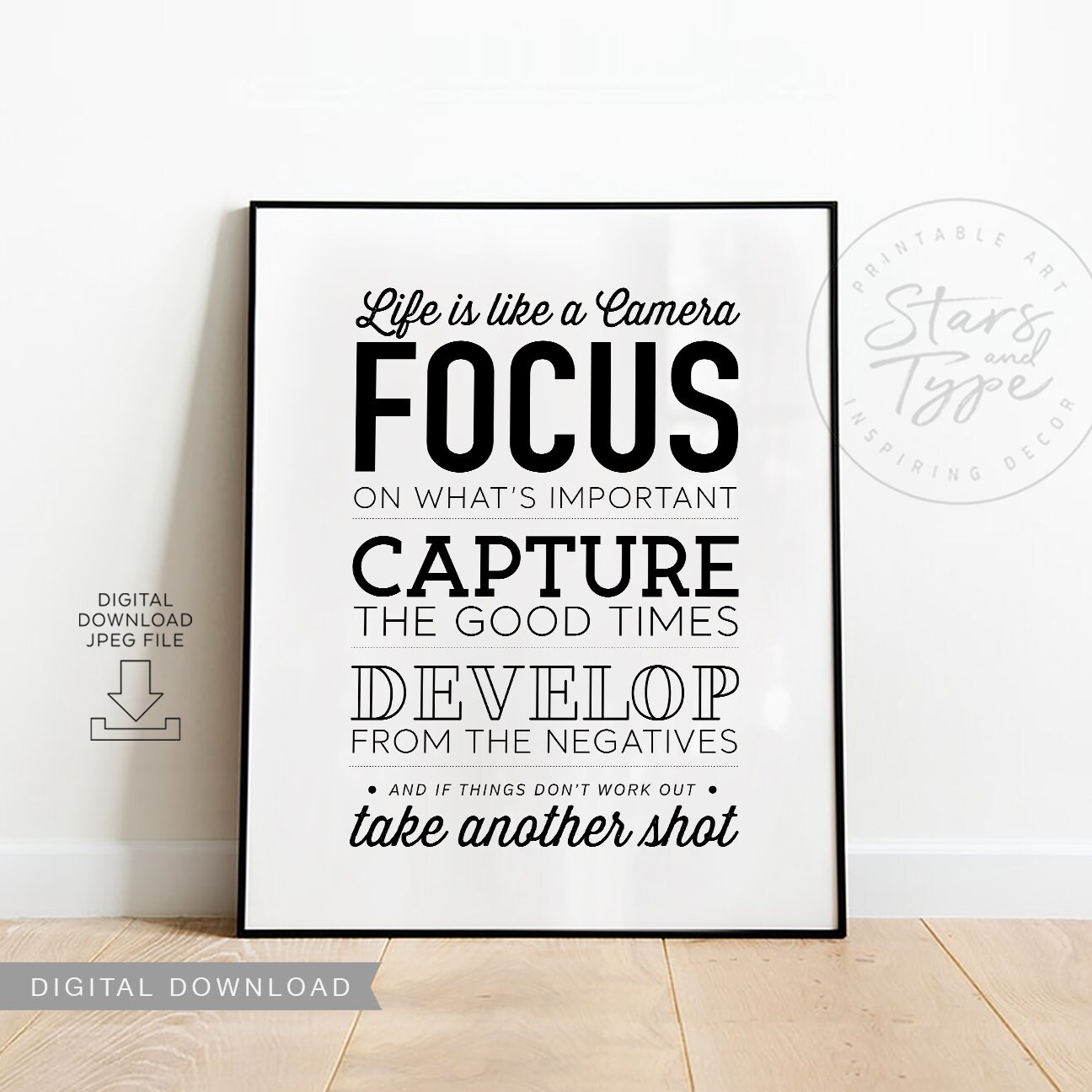 Life is Like a Camera PRINTABLE Wall Art Home Office Decor Etsy UK