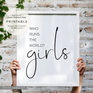 Who Runs The World Girls, PRINTABLE Art, Girl Boss Feminist Quote, Home Office Desk Decor, Digital DOWNLOAD Print Jpegs