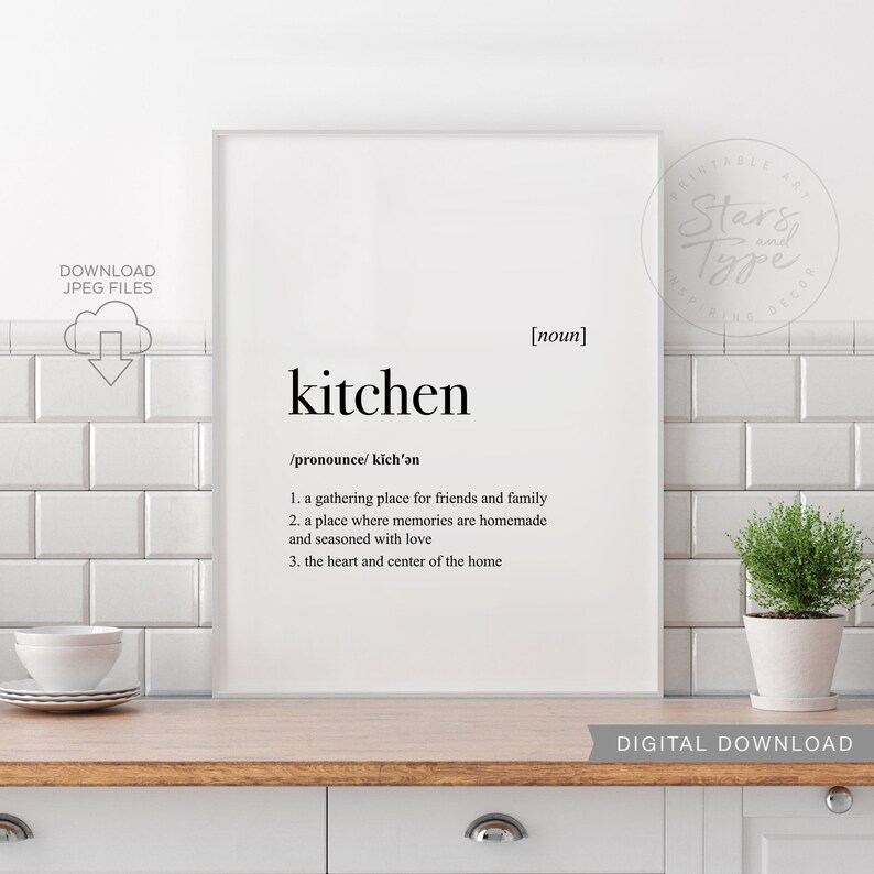 Kitchen Dictionary Definition Meaning PRINTABLE Art Etsy