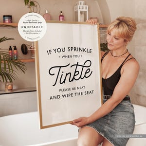 If You Sprinkle When You Tinkle, PRINTABLE Art, Wipe The Seat, Bathroom Decor Sign, Funny Toilet Quote, Digital DOWNLOAD Print Jpg