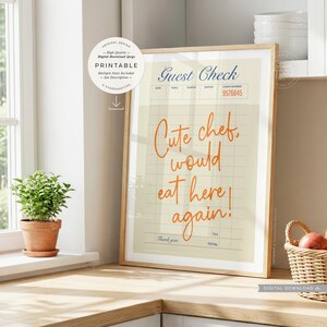 Un chef charmant qui reviendrait manger ici. Illustration à imprimer, addition, téléchargement numérique (format JPG).
