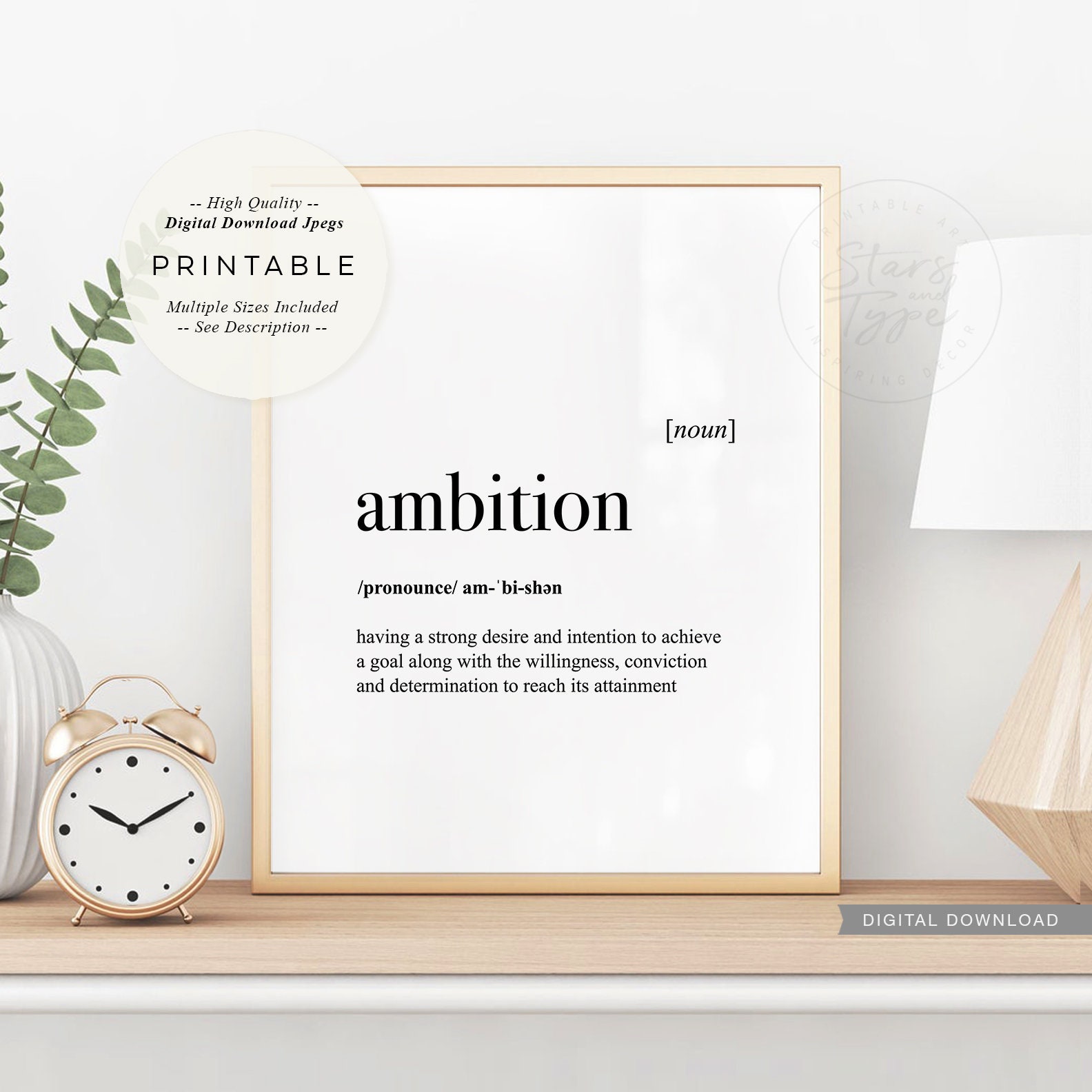 Ambition Definition PRINTABLE Art Dictionary Meaning Etsy UK