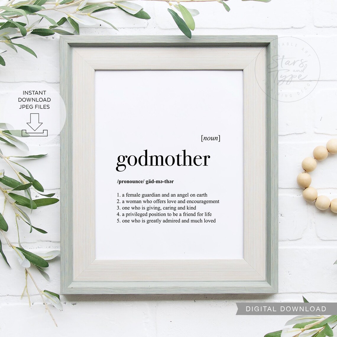 Godmother Definition PRINTABLE Art Decor Dictionary Meaning Etsy