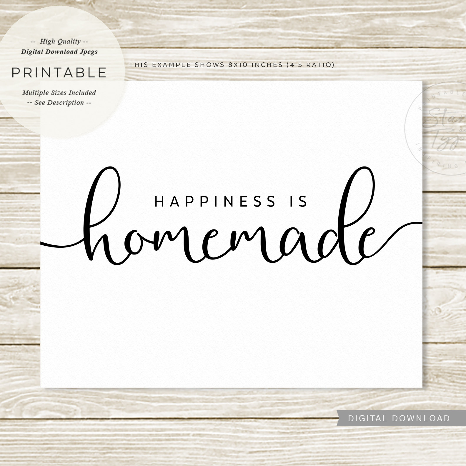 Happiness is Homemade PRINTABLE Art Happy Quote Family Home - Etsy